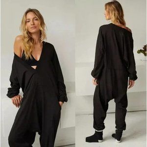 Free People Just Because Black Onesie Jumpsuit
